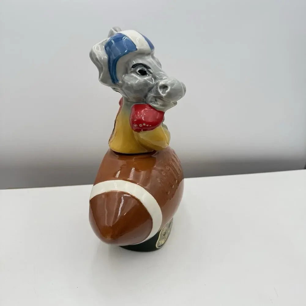 Vintage  1972 Jim Beam Decanter Democratic Donkey Football Jersey‎ Blue Gray